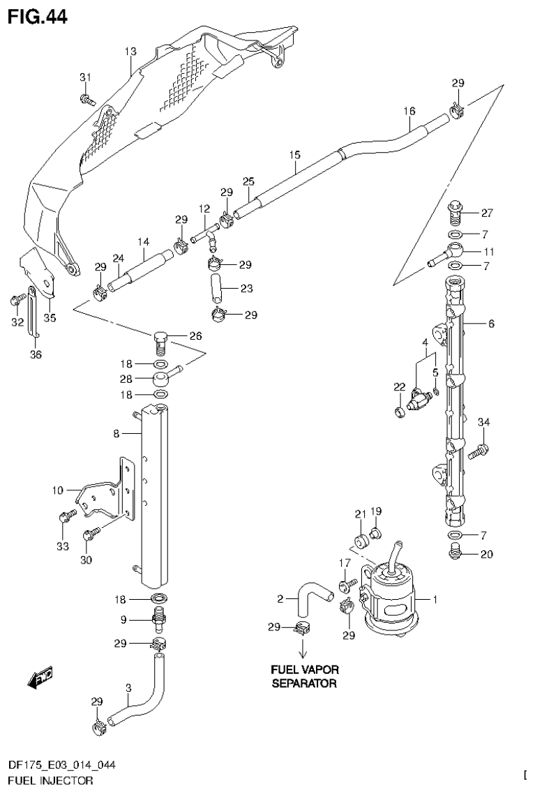 Suzuki DF175ZG FUEL INJECTOR (DF175TG E03) parts diagram